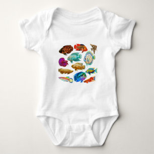 Bunte tropische Fische Baby Strampler