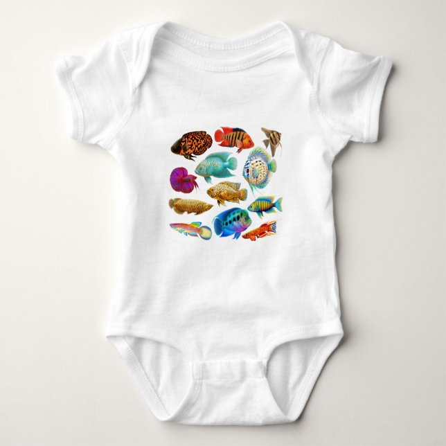 Bunte tropische Fische Baby Strampler (Vorderseite)