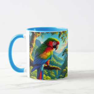 Bunte tropische Papagei Blau Grün Tasse