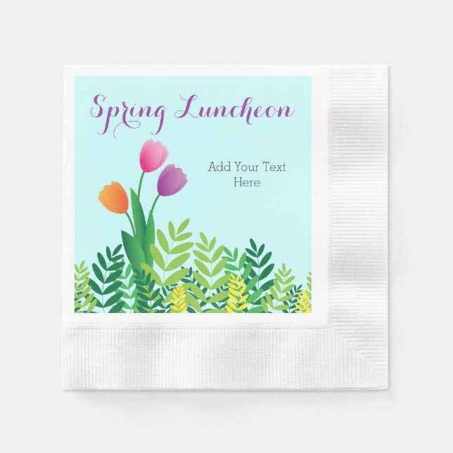 Bunte Tulpen, grünes Serviette (Vorderseite)