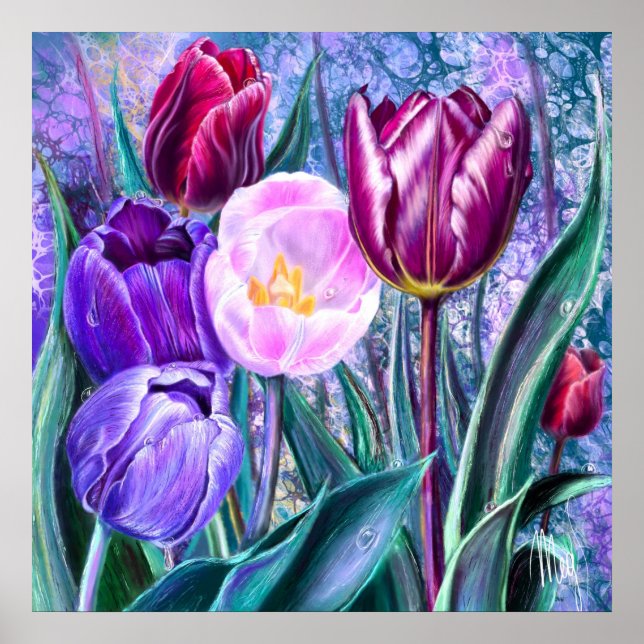 Bunte Tulpen Poster (Vorne)