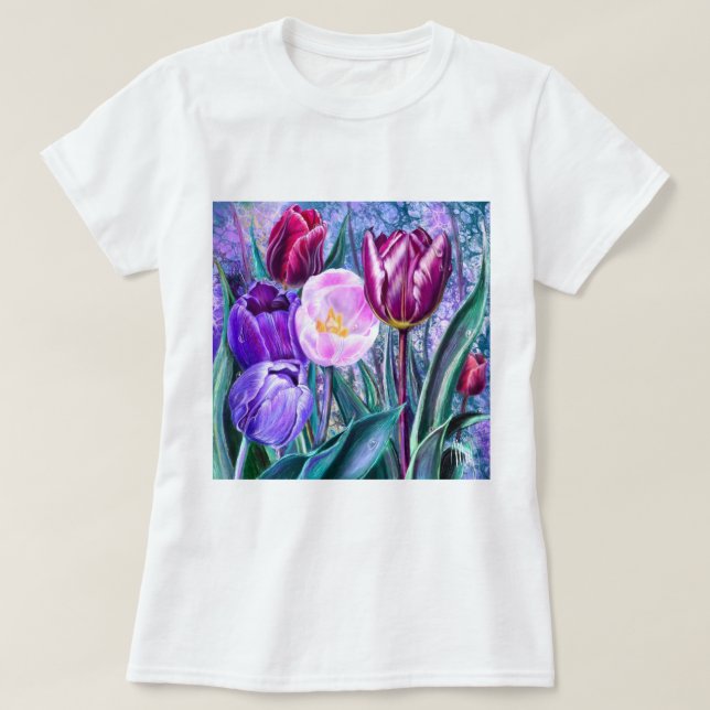 Bunte Tulpen T-Shirt (Design vorne)