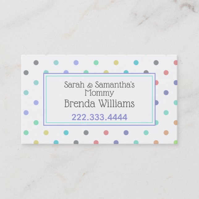 Bunte Tupfen-stilvolle Mama-Karte Telefonnummerkarte (Vorderseite)