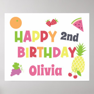 Bunte Tutti Frutti Alles Gute zum Geburtstag für j Poster