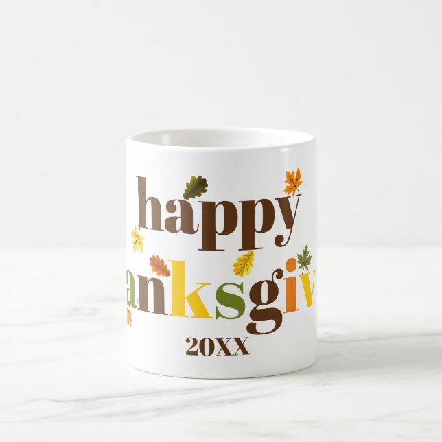 Bunte Typografie glücklich Erntedankfest Farbe Kaffeetasse (Mittel)