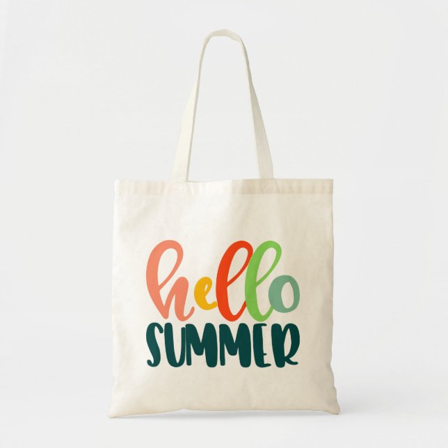 Bunte Typografie-hallo Sommer-Taschen-Tasche Tragetasche (Vorne)