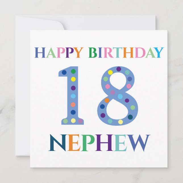 Bunte Typografie Happy Birthday 18 Nephew Karte (Vorderseite)