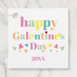 Bunte Typografie Happy Galentines Day Geschenkanhänger