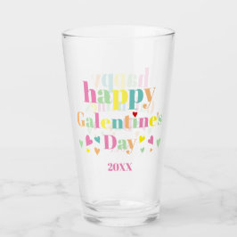 Bunte Typografie Happy Galentines Day Glas