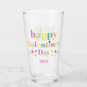 Bunte Typografie Happy Galentines Day Glas