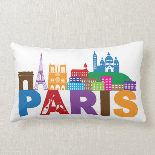 Bunte Typografie Paris, Frankreich   Lendenkissen