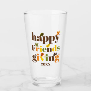 Bunte Typografie und Blätter Freundschaftsniederga Glas