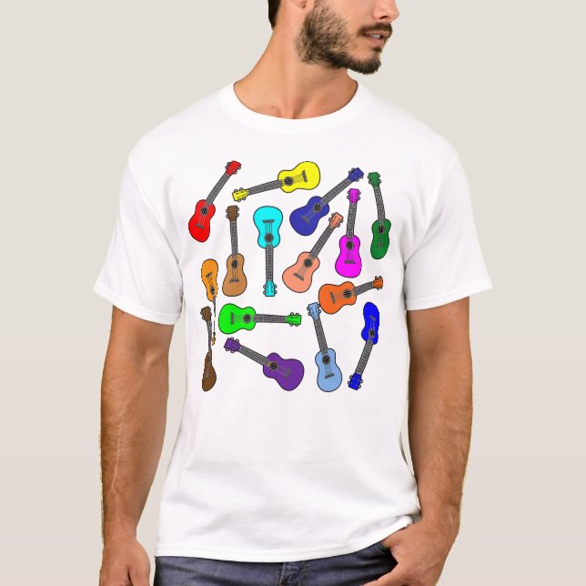 Bunte Ukulelen T-Shirt (Vorderseite)