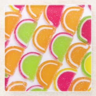 Bunte unterschiedliche Gelee-Süßigkeit Glasuntersetzer