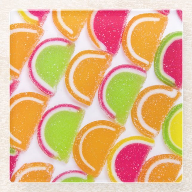 Bunte unterschiedliche Gelee-Süßigkeit Glasuntersetzer (Vorderseite)
