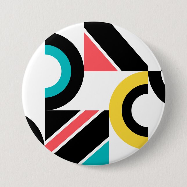 Bunte, urbane, trendige, moderne geometrische Kuns Button (Vorderseite)