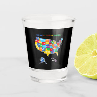 Bunte Vereinigte Staaten von Amerika Karte mit Bun Schnapsglas