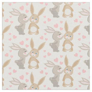 Bunte verliebte Kaninchen Stoff