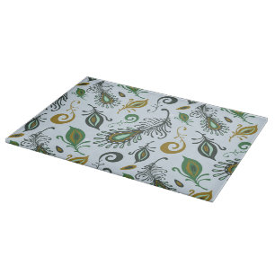 Bunte verschiedene Federn Schneidebrett