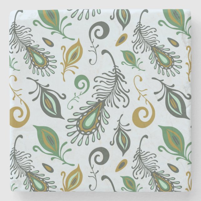 Bunte verschiedene Federn Steinuntersetzer (Vorderseite)