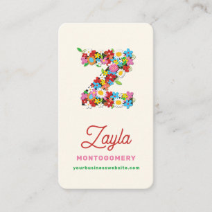 Bunte Verspielte Frühlingsblumen Z Monogramm Name Visitenkarte