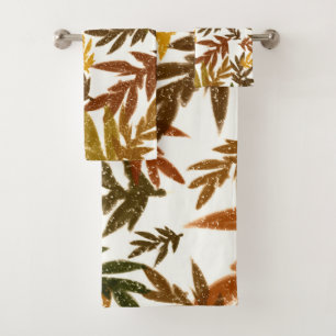 Bunte Verspielte Herbst Herbstliche Rustikale Blät Badhandtuch Set
