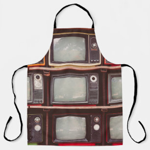 Bunte Vintage-Fernseher, Kaffeehaus. Schürze