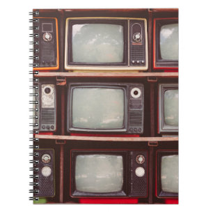 Bunte Vintage-Fernseher, Kaffees shop. Notizblock