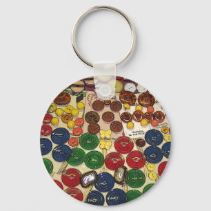 Bunte Vintage Knöpfe Stylized Schlüsselanhänger
