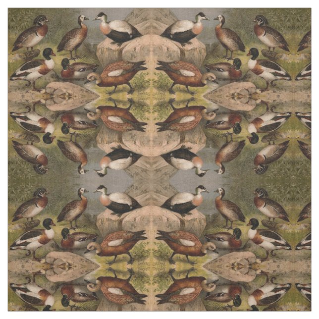 Bunte Vintage Malerei der Enten Stoff (Muster)