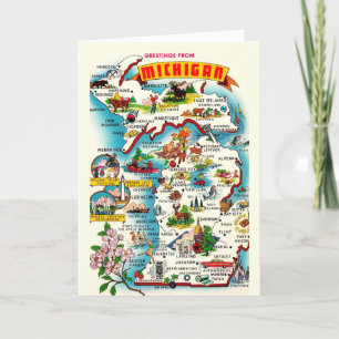 Bunte Vintage-Michigan-Karte Karte