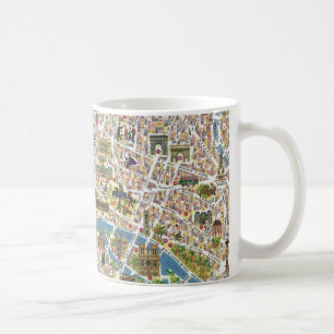 Bunte Vintage Paris Karte Kaffeetasse