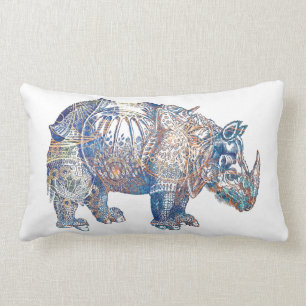 Bunte Vintage Rhino-Illustration Lendenkissen