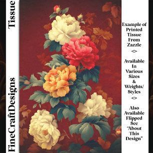 Bunte Vintage-Style-Pfingstrosen DM6LF Decoupage Seidenpapier