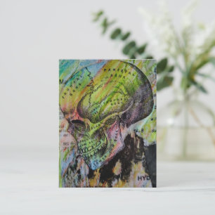 Bunte Vintage-Totenkopf-Mixed-Media-Collage Postkarte