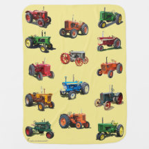 Bunte Vintage Traktor-Decke - Gelb
