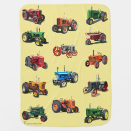 Bunte Vintage Traktor-Decke - Gelb Babydecke