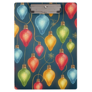 Bunte, vintage Weihnachtsbeleuchtung Dekoration Klemmbrett