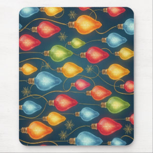 Bunte, vintage Weihnachtsbeleuchtung Dekoration Mousepad