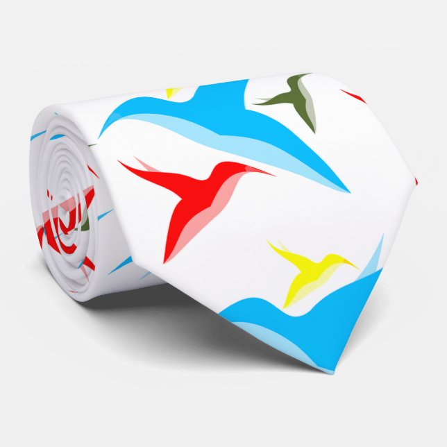 Bunte Vögel an Krawatte (Gerollt)