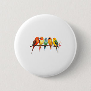 Bunte Vögel auf einem Ast Singvögel Vogelbeobachtu Button