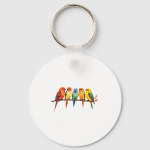 Bunte Vögel auf einem Ast Singvögel Vogelbeobachtu Schlüsselanhänger