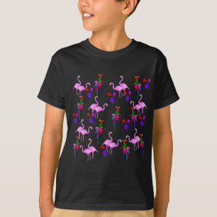 Bunte Vögel und rosa Flamingos T-Shirt