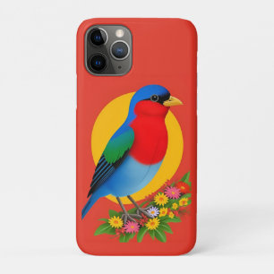 Bunte Vogelillustration mit floralem Hintergrund Case-Mate iPhone Hülle