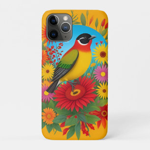 Bunte Vogelillustration mit floralem Hintergrund Case-Mate iPhone Hülle