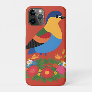 Bunte Vogelillustration mit floralem Hintergrund Case-Mate iPhone Hülle