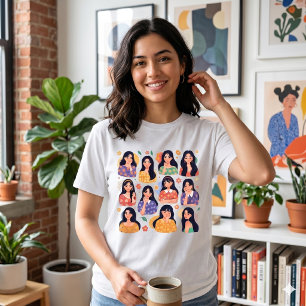Bunte Volkskunst Ästhetische Frauenporträts Tri-Blend Shirt
