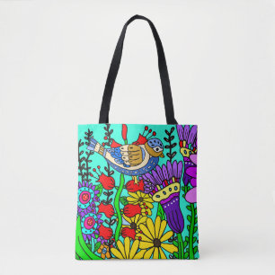 Bunte Volkskunst Stil Vogel und Blumen