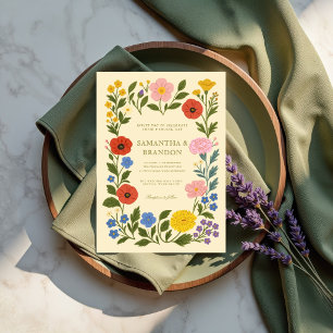 Bunte Volkstümliche Florale Hochzeit Einladung