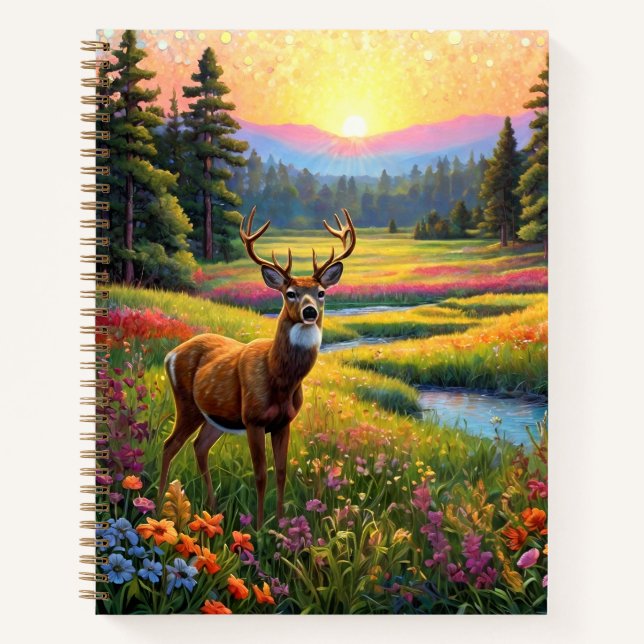 Bunte Wald Farben und Hirsch Kunst Notizbuch (Vorderseite)